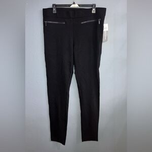 Daisy Fuentes Black Women's Pull on Dress Pants with Zipper Details 2X NEW #737